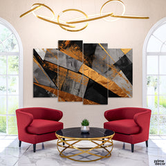 Black & Gold Abstract Artwork (4 Panel) Abstract Wall Art