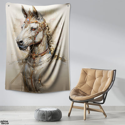 Beautiful White Horse With Red Eyes | Animal Tapestry