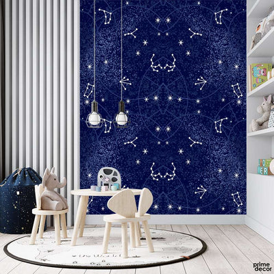 Beautiful Space Artwork Designs Over Blue Background | Kids Wallpaper Mural