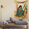 Abstract Woman In Cultural Dress Reading Book | Fashion Tapestry