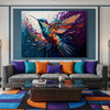 Impasto Style Hummingbird with Bold Teal & Purple Splatters (Single Panel) Digital Painting Wall Art