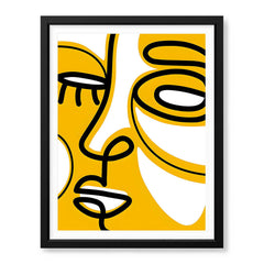 Black & Gold Abtract Face Art Over White Background | Abstract Fashion Artwork #00352 - Prime Décor