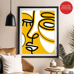 Black & Gold Abtract Face Art Over White Background | Abstract Fashion Artwork #00352 - Prime Décor