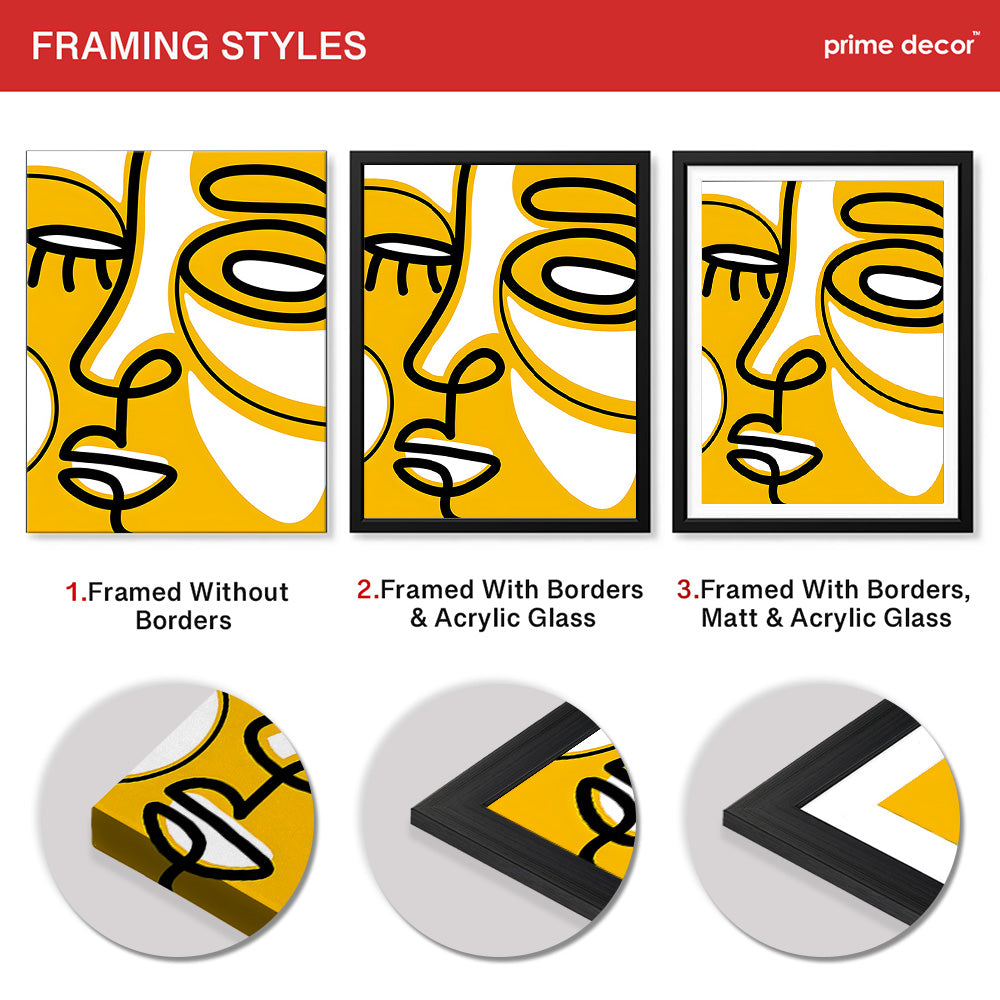 Black & Gold Abtract Face Art Over White Background | Abstract Fashion Artwork #00352 - Prime Décor