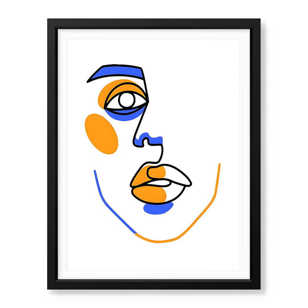 Black & Gold Abtract Face Art Over White Background | Abstract Fashion Artwork #00353 - Prime Décor