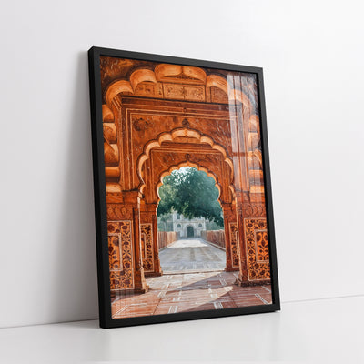 Ornate Mughal Archway with Intricate Carvings (Single Panel) Digital Painting Wall Art