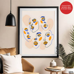 Black & Gold Abtract Face Art Over White Background | Abstract Fashion Artwork #00354 - Prime Décor
