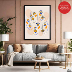 Black & Gold Abtract Face Art Over White Background | Abstract Fashion Artwork #00354 - Prime Décor