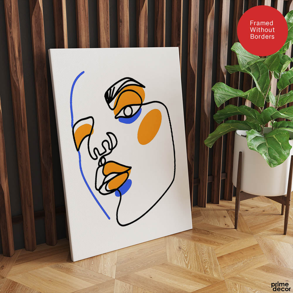 Black & Gold Abtract Face Art Over White Background | Abstract Fashion Artwork #00356 - Prime Décor