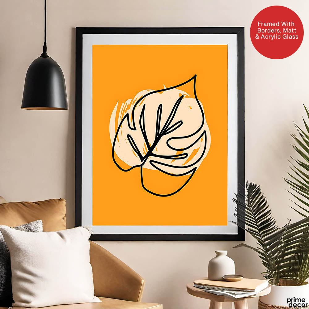 Black & Beige Abtract Floral Art Over Gold Background | Abstract Floral Artwork #00357 - Prime Décor