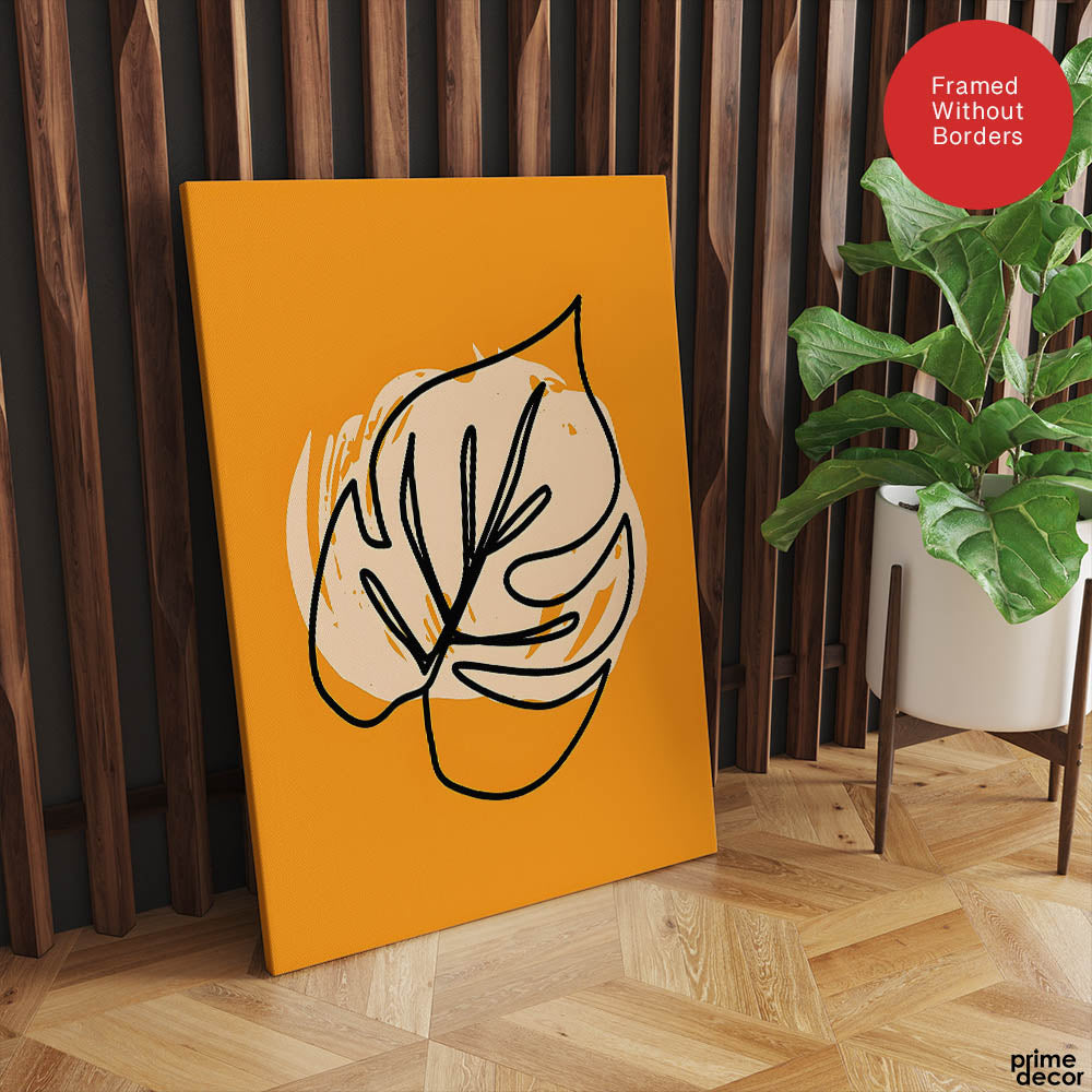 Black & Beige Abtract Floral Art Over Gold Background | Abstract Floral Artwork #00357 - Prime Décor