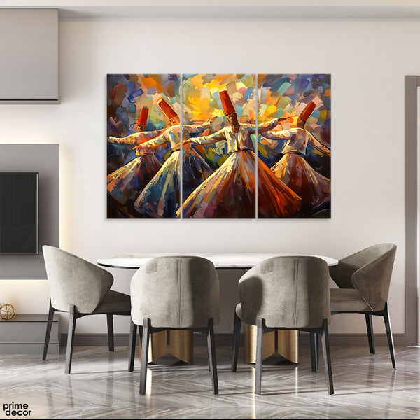 Spiritual Dancers #9 (3 Panel) Sufism Wall Art