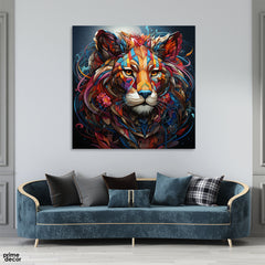 Abstract Colorful Artwork Of A Lion (Single Panel) Abstract Wall Art