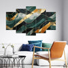 Abstract Black Green & Gold Marble Style Artwork (5 Panel) Abstract Wall Art
