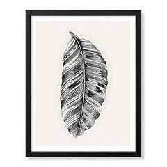 Black & White Tropical Leaves On Grey Background | Abstract Floral Artwork #0035 - Prime Décor