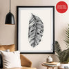 Black & White Tropical Leaves On Grey Background | Abstract Floral Artwork #0035