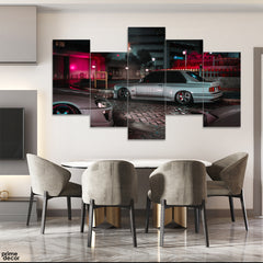 Aesthetic Cars On Street In A Colorful Night (5 Panel) Car Wall Art - Prime Décor