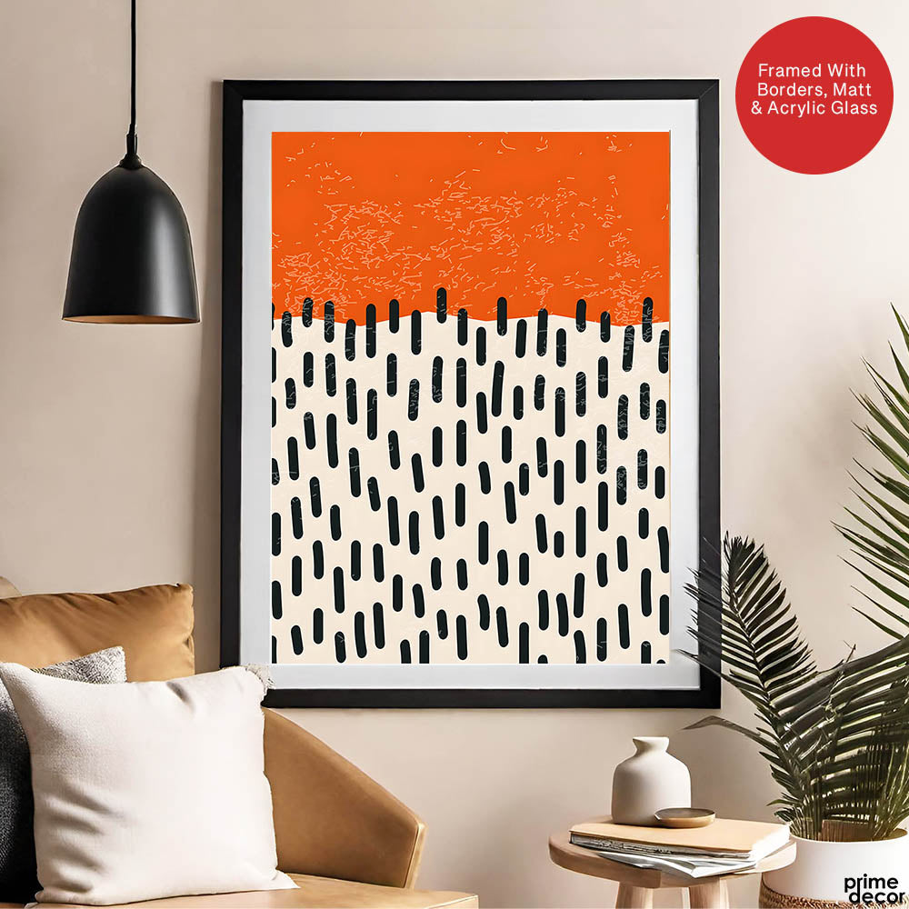Black & Orange Abtract Art Over White Background | Abstract Office Artwork #00360 - Prime Décor