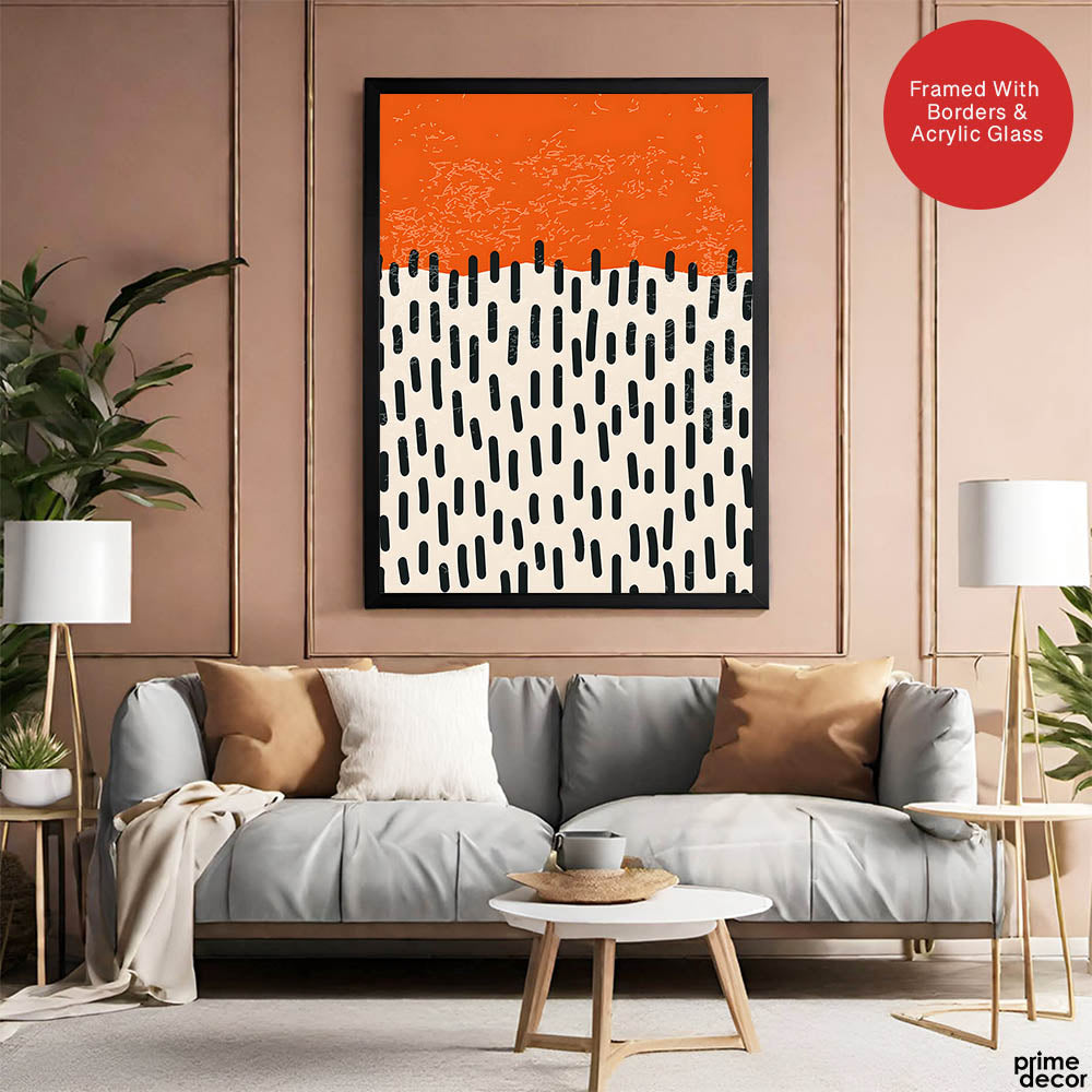 Black & Orange Abtract Art Over White Background | Abstract Office Artwork #00360 - Prime Décor