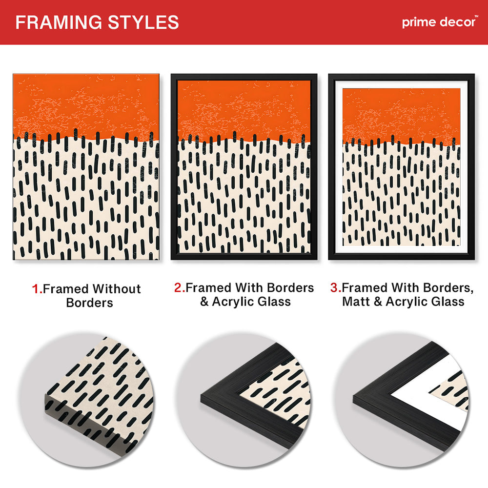 Black & Orange Abtract Art Over White Background | Abstract Office Artwork #00360 - Prime Décor
