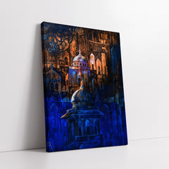 Ancient Islamic Architecture With Domes And Minarets (Single Panel) Digital Painting Wall Art