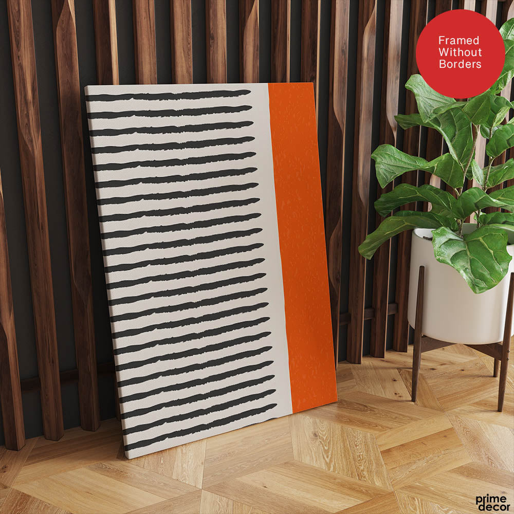Black & Orange Abtract Art Over White Background | Abstract Office Artwork #00361 - Prime Décor