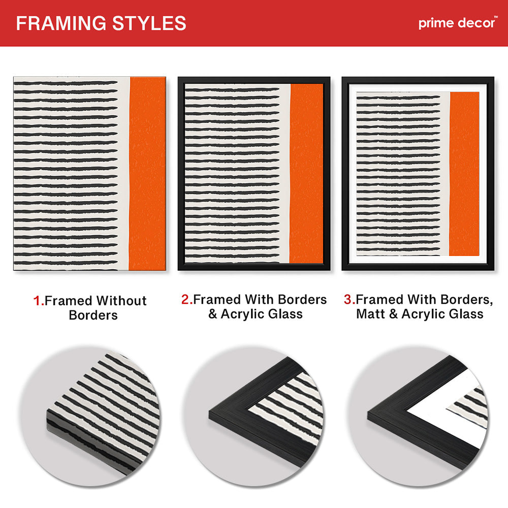 Black & Orange Abtract Art Over White Background | Abstract Office Artwork #00361 - Prime Décor