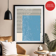 Black & Blue Abtract Art Over White Background | Abstract Office Artwork #00362 - Prime Décor