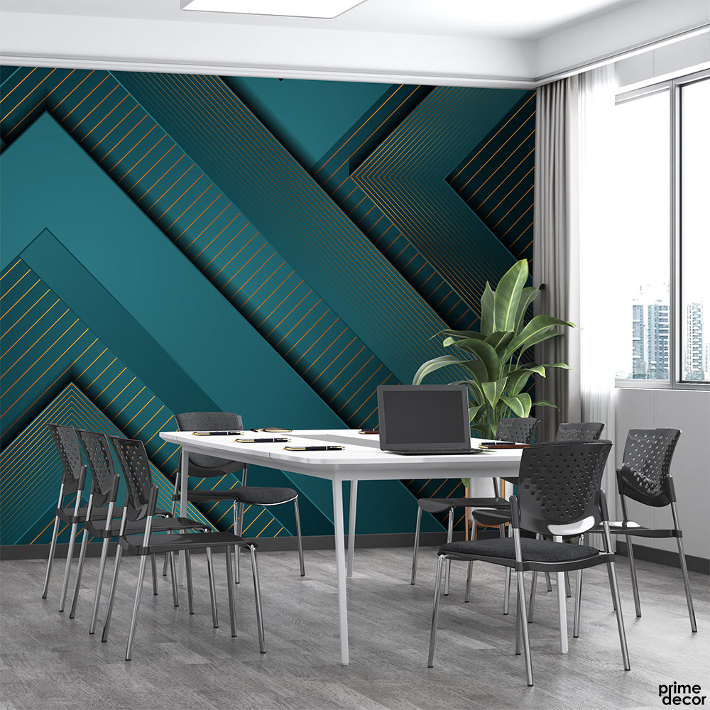 Casal Teal Green 3D Geometric Shapes | Abstract Wallpaper Mural – Prime ...