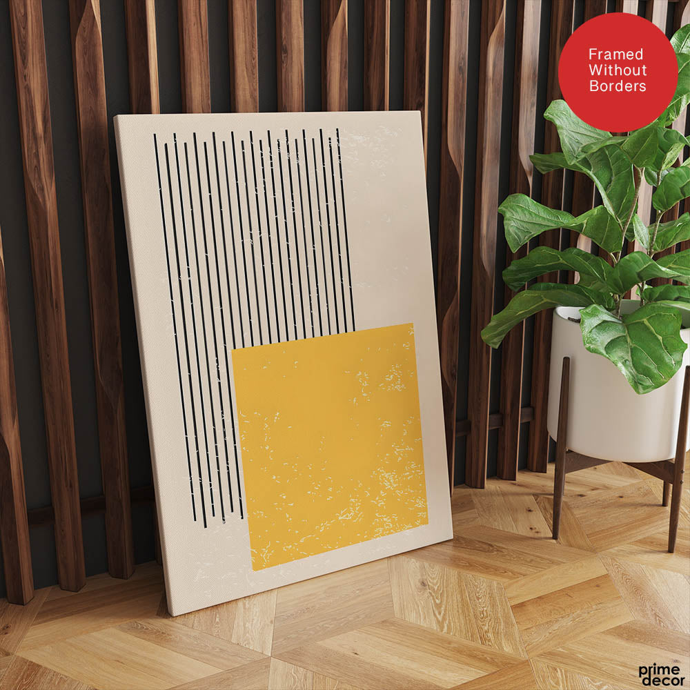 Black & Yellow Abtract Art Over White Background | Abstract Office Artwork #00363 - Prime Décor