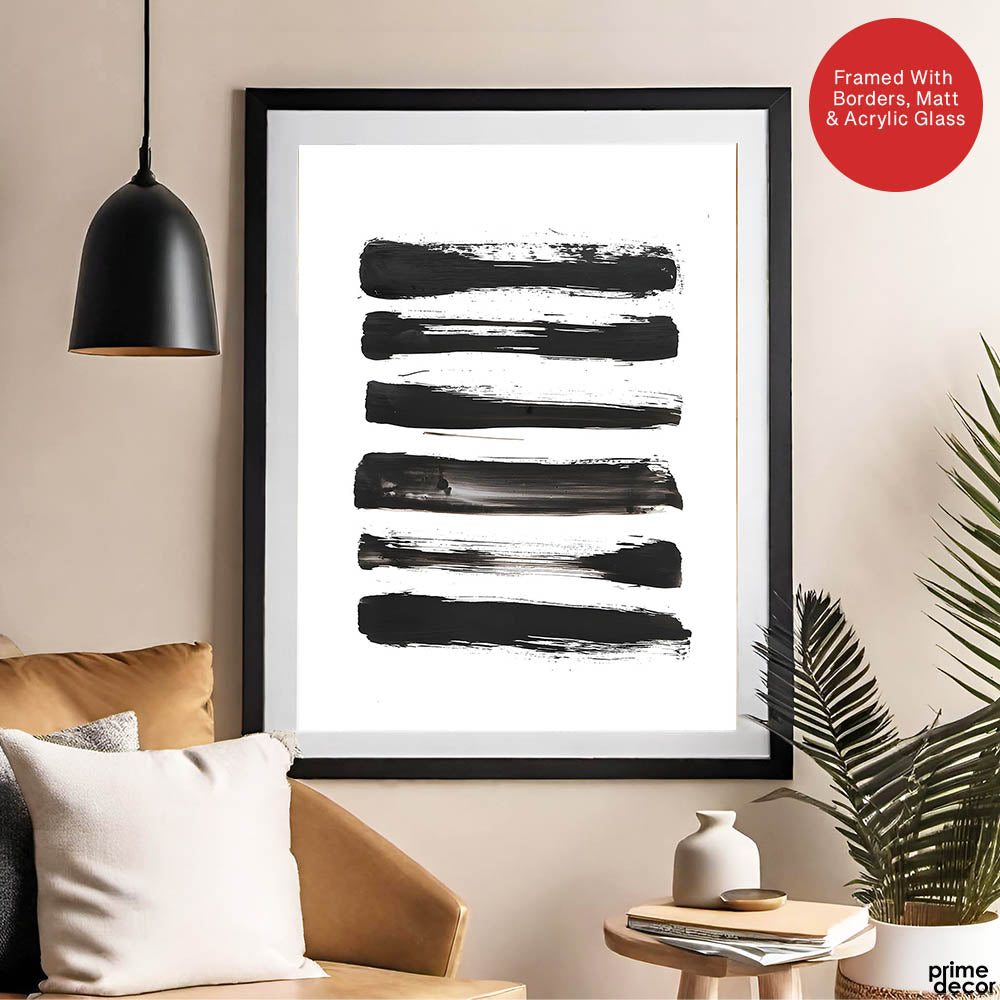 Black & White Abtract Art Over White Background | Abstract Office Artwork #00364 - Prime Décor