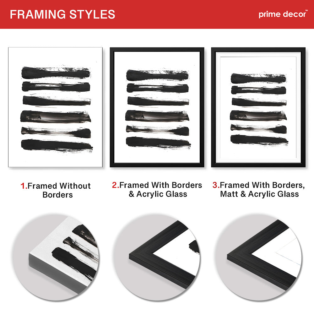 Black & White Abtract Art Over White Background | Abstract Office Artwork #00364 - Prime Décor