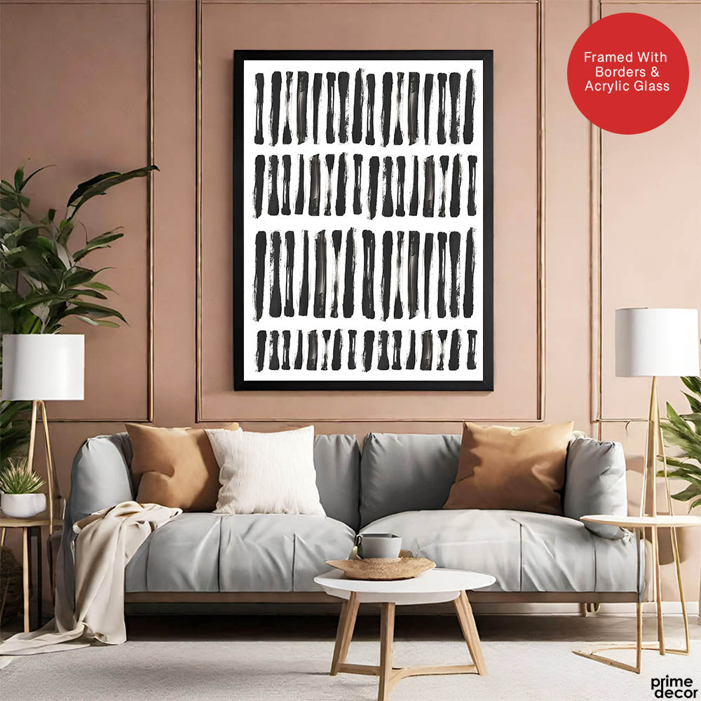 Black & White Abtract Art Over White Background | Abstract Office Artwork #00365 - Prime Décor