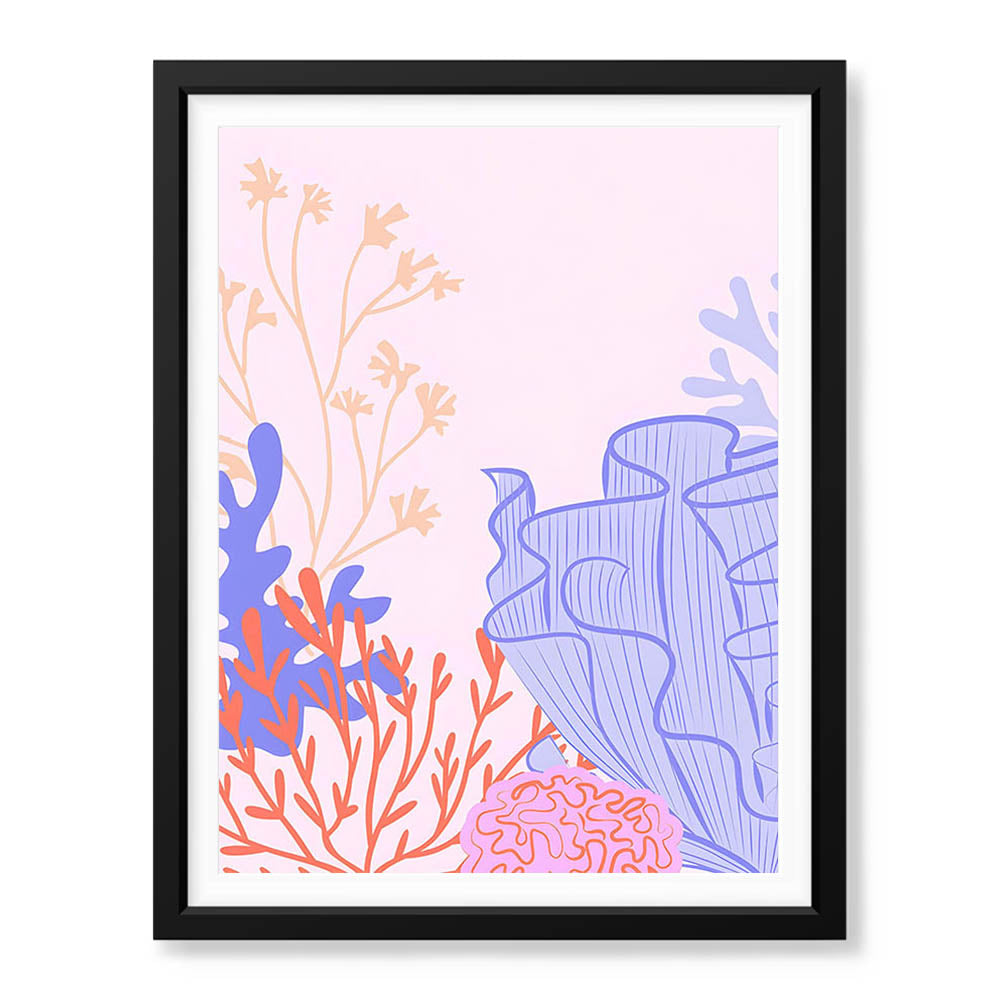 Pink & Beige Abtract Floral Art Over Purple Background | Abstract Floral Artwork #00367 - Prime Décor