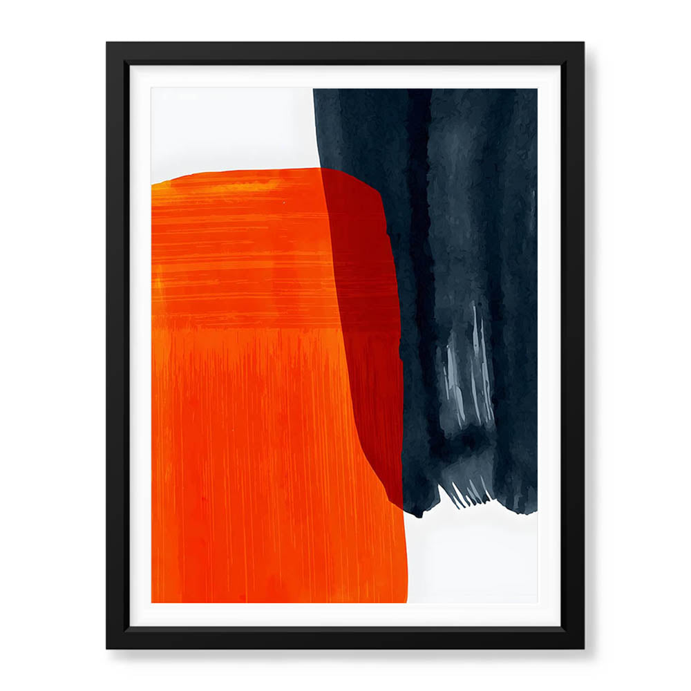 Orange & Black Abtract Art Over White Background | Abstract Office Artwork #00369 - Prime Décor