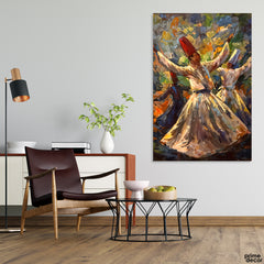 Spiritual Dancers Abstract Artwork | Sufism Poster Wall Art