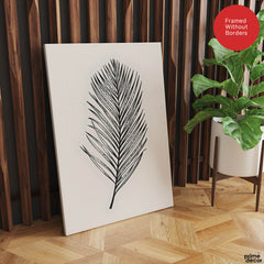 Black & White Tropical Leaves On Grey Background | Abstract Floral Artwork #0036 - Prime Décor