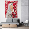 Abstract Beautiful Women Artwork Over Red Background | Fashion Tapestry