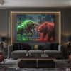Bull and Bear Stock Market Battle (Single Panel) Digital Painting Wall Art