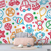 Cute Hand Drawn Red & Blue Doodling | Kids Wallpaper Mural