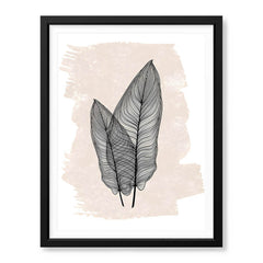 Black Floral Art With Beige Color Over White Background | Abstract Floral Artwork #00376 - Prime Décor