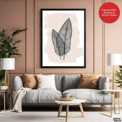 Black Floral Art With Beige Color Over White Background | Abstract Floral Artwork #00376 - Prime Décor