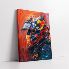 Formula One Racing Driver in Red Bull Helmet Abstract Style (Single Panel) Digital Painting Wall Art