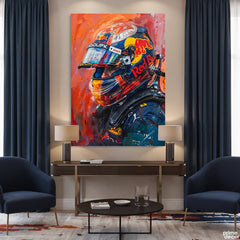 Formula One Racing Driver in Red Bull Helmet Abstract Style (Single Panel) Digital Painting Wall Art