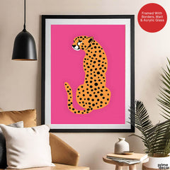Leopard Abstract Art Over Pink Background | Abstract Animal Artwork #00379 - Prime Décor