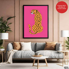 Leopard Abstract Art Over Pink Background | Abstract Animal Artwork #00379 - Prime Décor