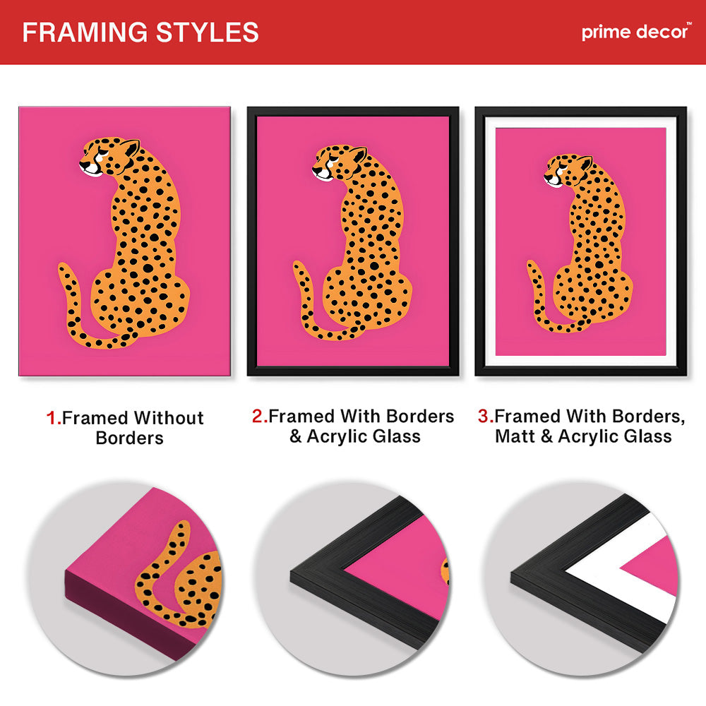 Leopard Abstract Art Over Pink Background | Abstract Animal Artwork #00379 - Prime Décor