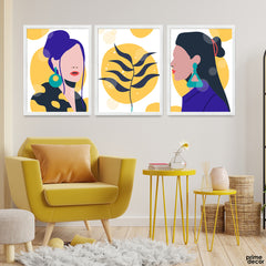 Abstract Colorful Artwork With Women Faces (3 Panel) Fashion Wall Art