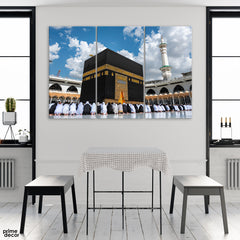 Beautiful View Of Holy Kaaba (3 Panel) Islamic Wall Art