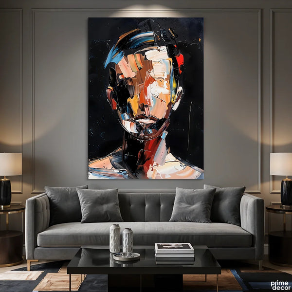 Abstract Deconstructed Male Portrait Impasto Style (Single Panel) Digital Painting Wall Art